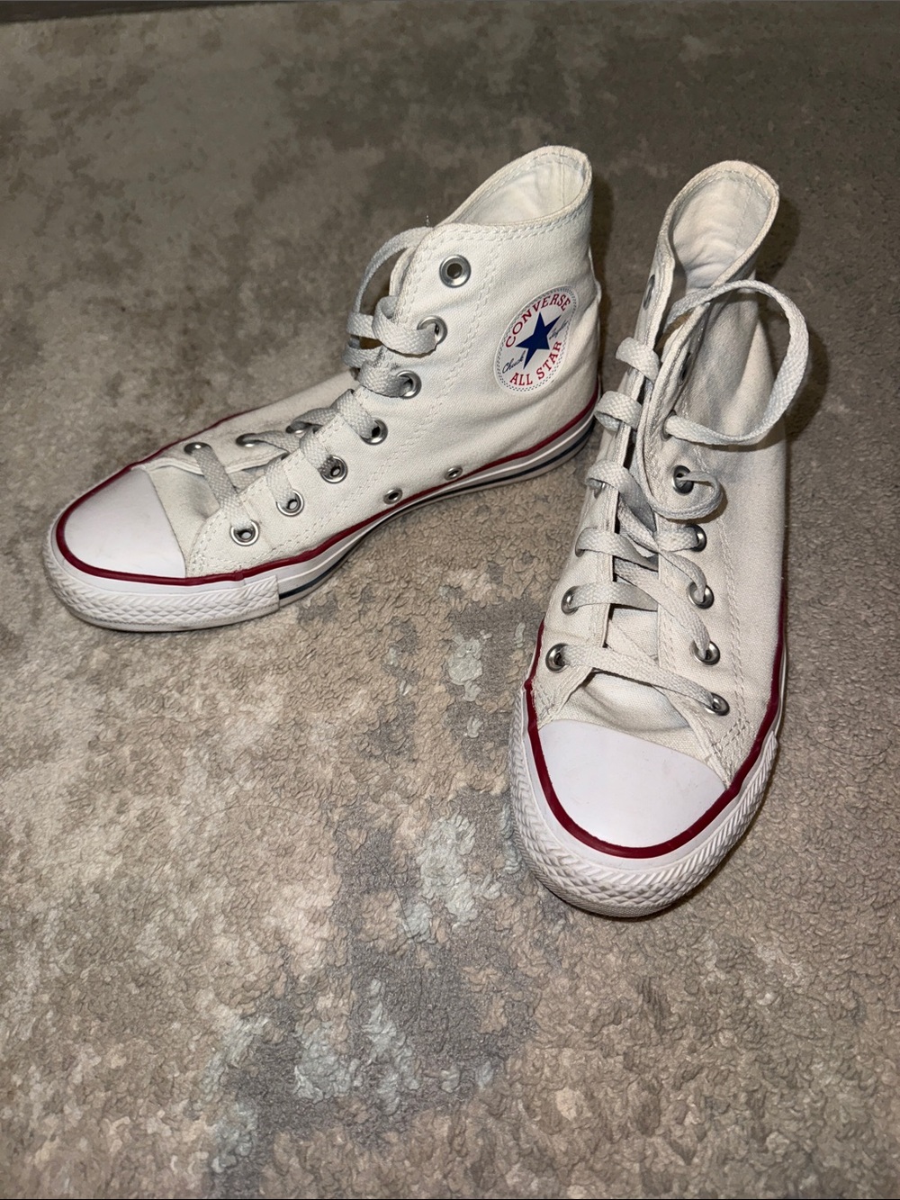 Converse Kids White High-Top Sneakers with Red Trim